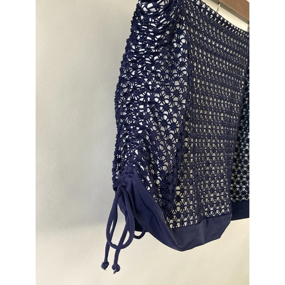 Panache Bikini Swim Bottom Crochet Skirted Blue Size Large‎ Summer Boho Festival